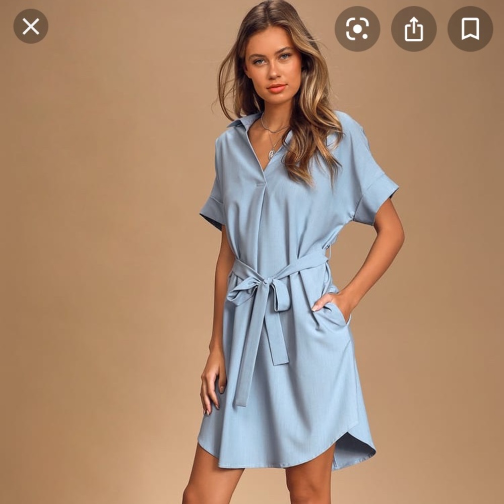 lulus shirt dress Cute Light Blue Dress - Shirt Dress - Button-Up Dress - Long Sleeve Dress - $79.00